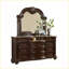 Ensemble de chambre à coucher très grand lit 5 pièces en bois d'acacia massif brun noyer foncé avec tête de lit capitonnée en marbre | Bois | Lits standard