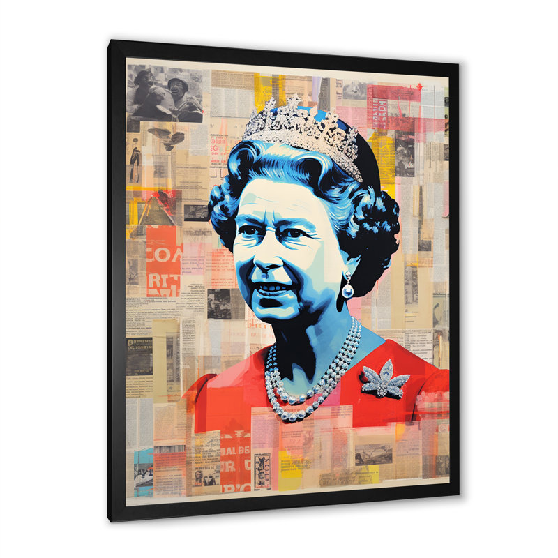 Pop Art Queen Elizabeth's Magazine III, Cadre simple noir, H 20 po x l 12 po x P 1 po