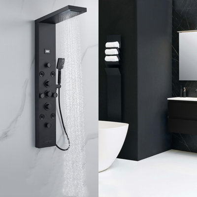 Système de panneau de douche à 8 jets avec tête de douche à pluie et douchette