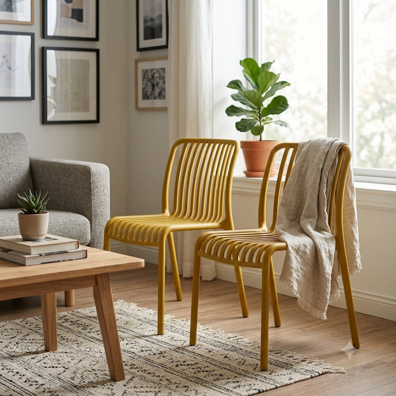 Chaises verticales en plastique Arbor, Jaune, 2