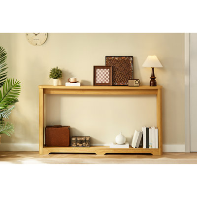 Table de couloir étroite de 70,1 po avec éléments ondulés - décor rétro moderne pour le salon, le vestibule et les portes de bureau de 70,1 po derrière les canapés à texture ondulée, imperméable et facile à nettoyer