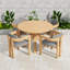 Ensemble repas d'extérieur 5 pièces avec table ronde en bois d'acacia et 4 fauteuils demi-tonneau-129444707