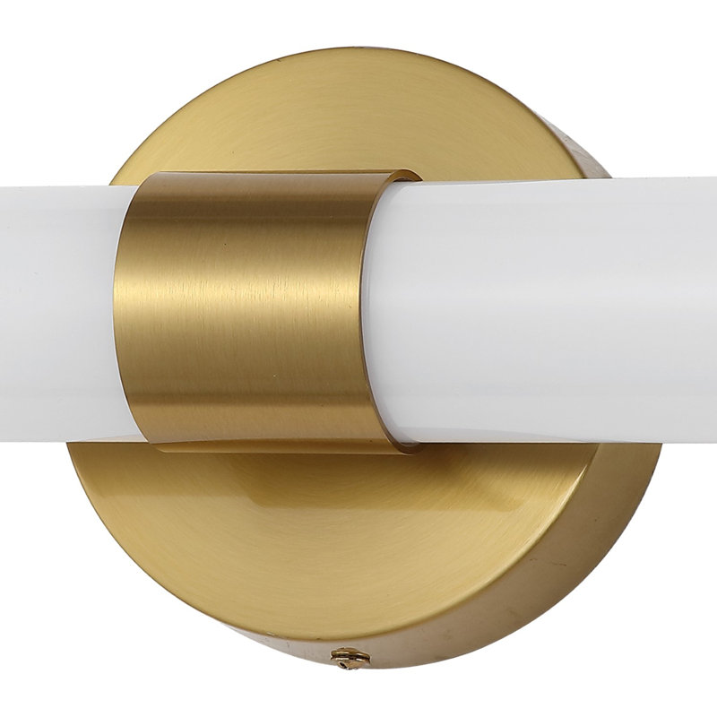  Brooks Industrial Mid-Century Iron Integrated LED Vanity Light, Brass Gold