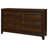 Yels Wide Dresser With 6 Drawers, Gold Metal Knobs, Walnut Brown