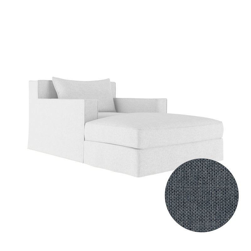 Mulberry Chaise Lounge, Plush Velvet Silver Streak, Weathered