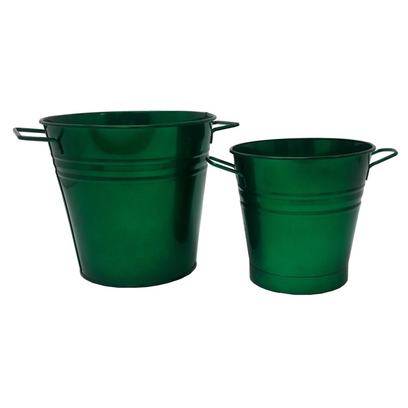 Nohoff Metal Pot Planter, Glazed Green