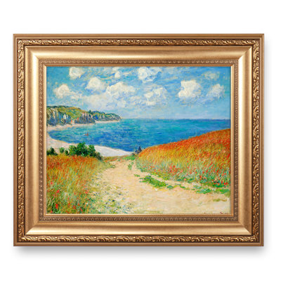 Path in the Wheat Fields at Pourville by Claude Monet Framed Image World Classic Reproductions For HomeDecor,Wide Gold Frame