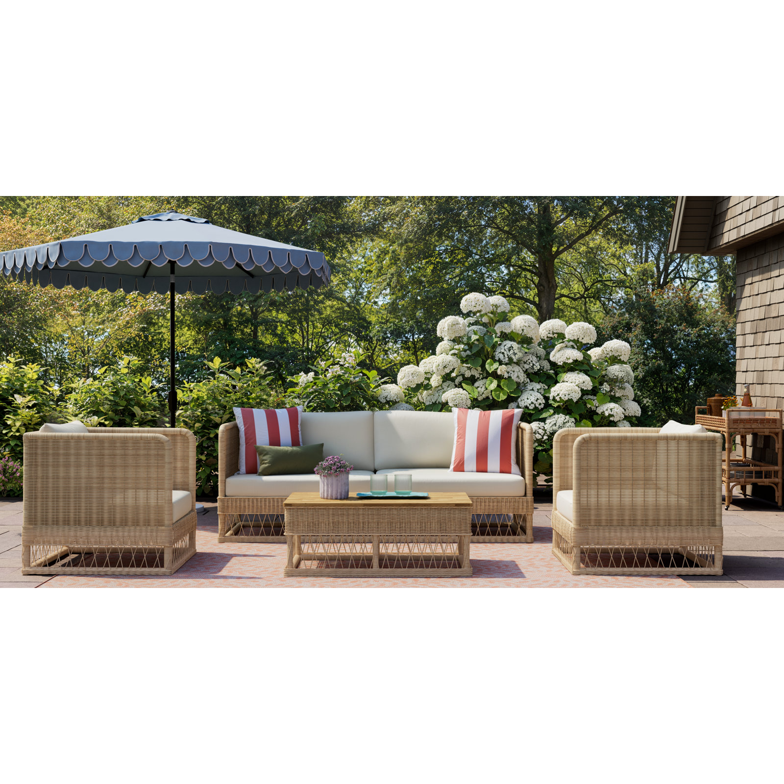 Margot Sunbrella® Patio Lounge Chair, Bliss Linen, Brown