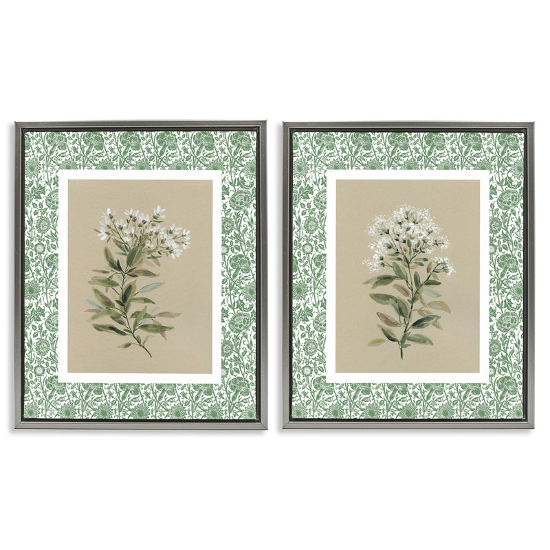 Ensemble de 2 cadres flottants Green Botanical, H 21 po x l 17 po, Cadre flottant gris lustré