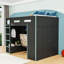 Lit mezzanine double avec bureau, lumière RVB et port USB-1417930584