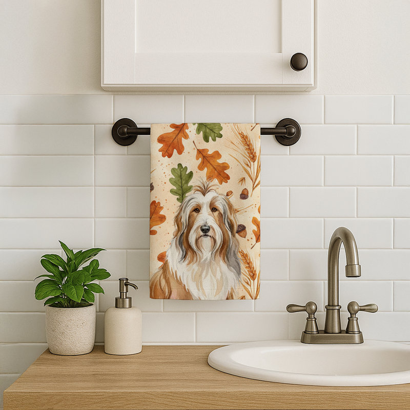 Fawn Bearded Collie Heirloom Fall Kitchen Towel, Fawn Bearded Collie