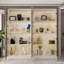 Vitrine à 4 portes en verre avec lumière DEL ajustable Ouimé-99314902