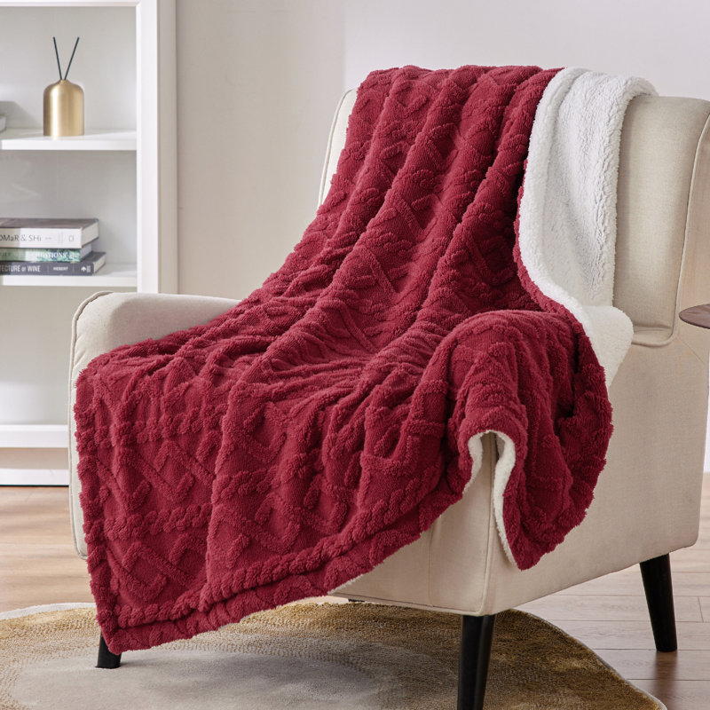 Couvre-lit pour lit Sherpa, Lit simple, Rouge