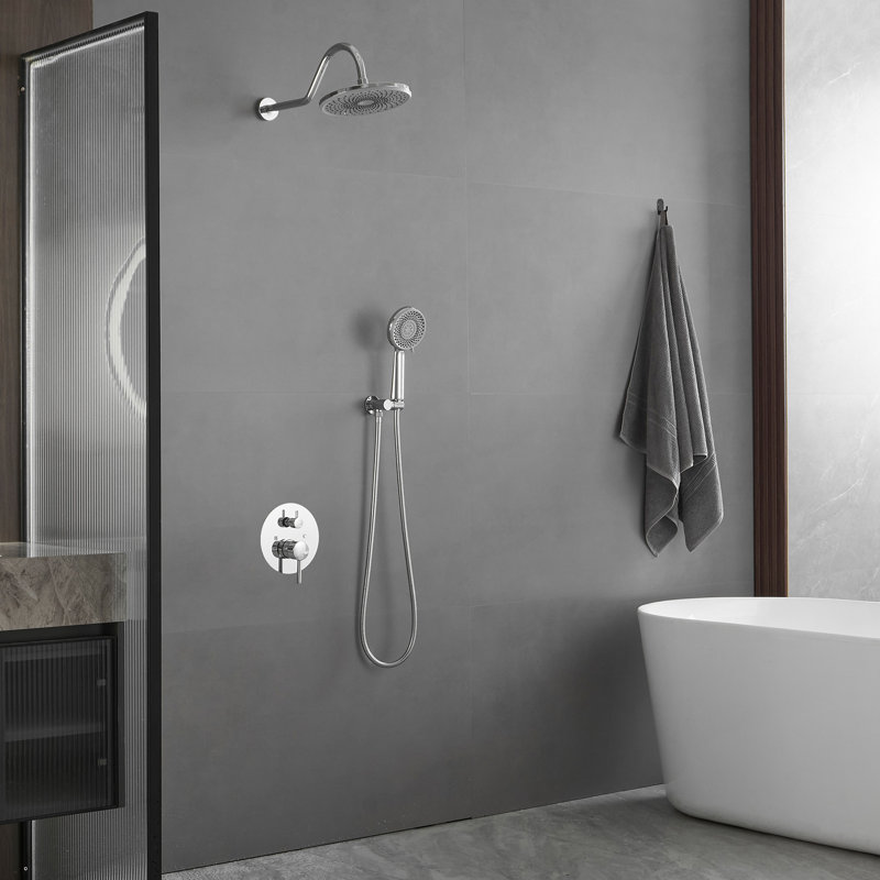 Système de douche complet avec valve brute, Chrome poli