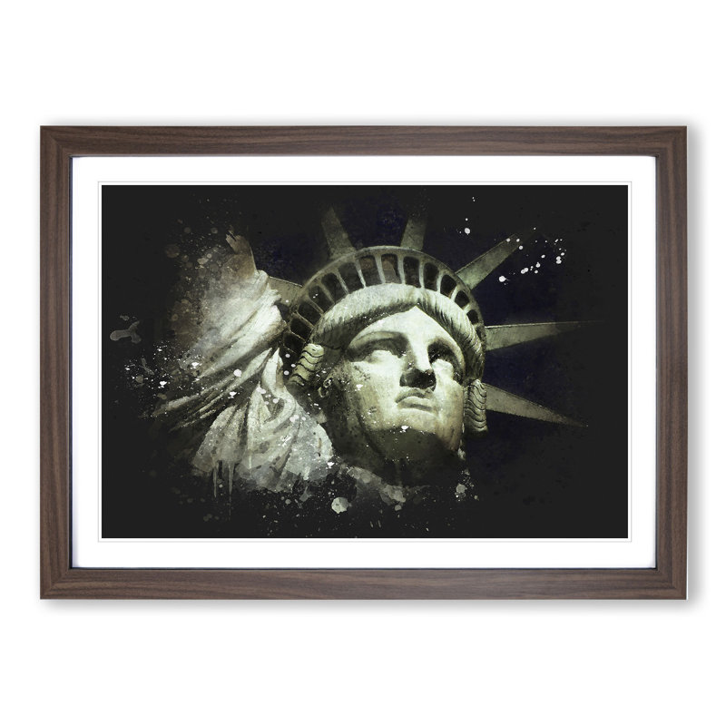 The Statue of Liberty Vol.2 - Picture Frame Graphic Art, 36cm H x 48cm W x 2cm D, Walnut Framed