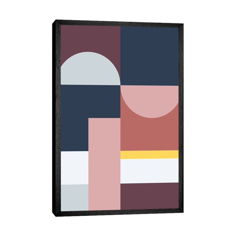 Abstract Geometric VII - Wrapped Canvas Print, Black Framed, 101.6 cm H x 66.04 cm W, Silver/White/Valencia