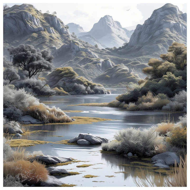 Mountain River Landscape Comforter, Twin