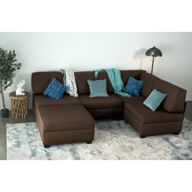 Canapé modulaire réversible de coin avec repose-pieds Anke, H 18 po x l 72 po x P 72 po, Espresso brun