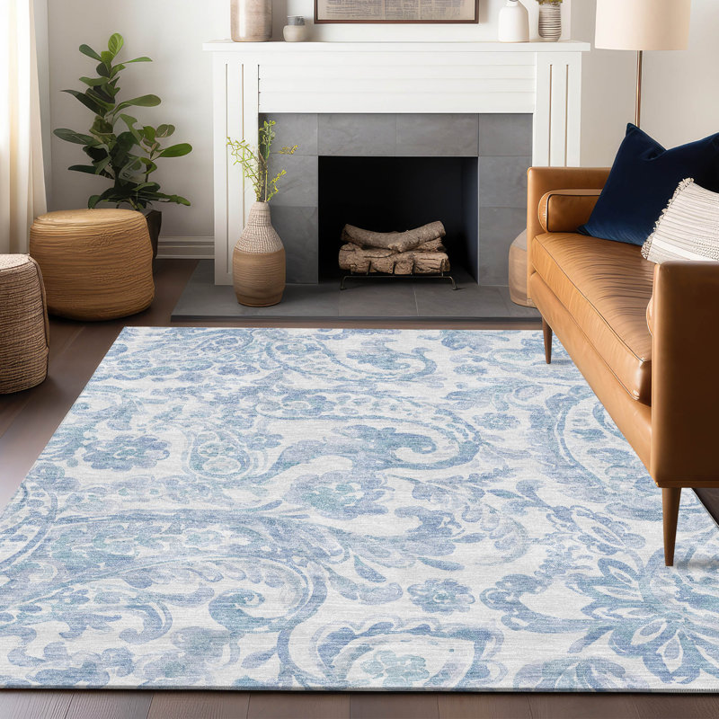 Premium Machine Washable Prisco Sky Rug, Rectangle 8' x 10'