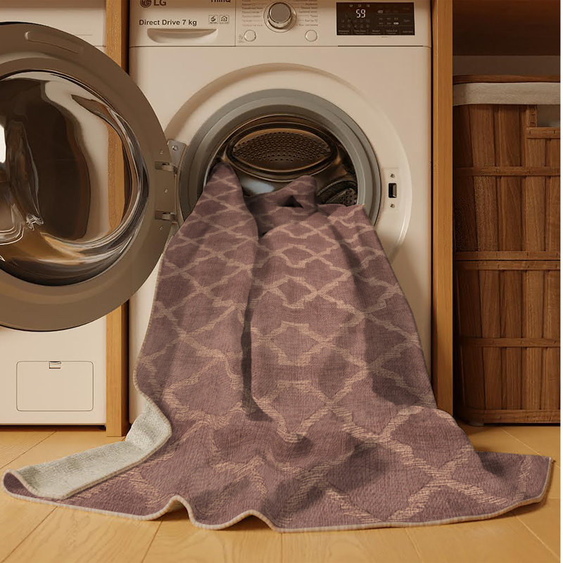Tapis brun treillis lavable à la machine, Carré 3 pi
