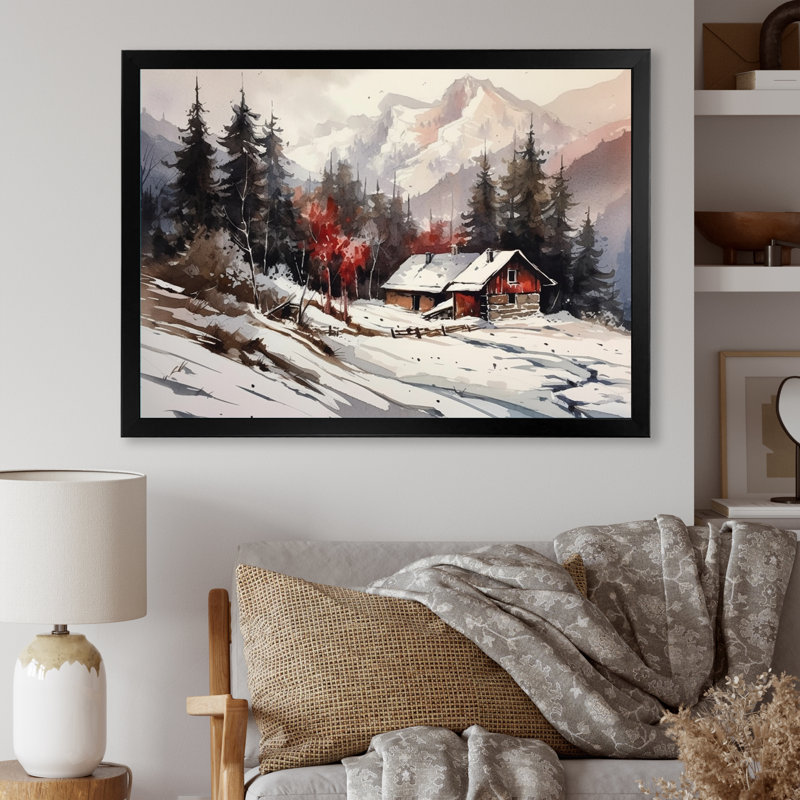 Neige couverte de montagnes II sur toile, Cadre photo noir, H 12 po x l 20 po x P 1 po