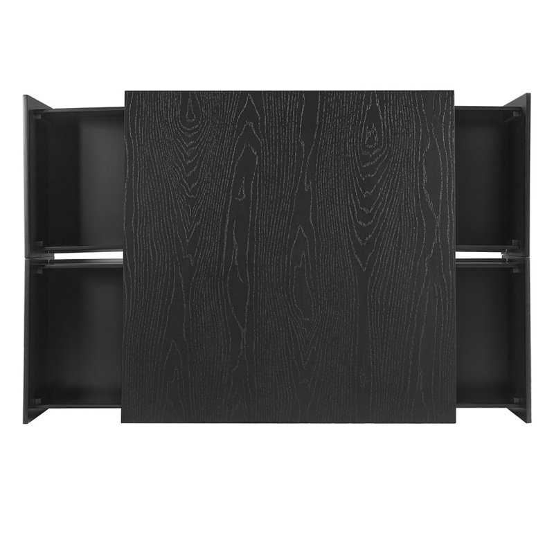 Table basse carrée 33,25 po avec 4 tiroirs de rangement, Noir