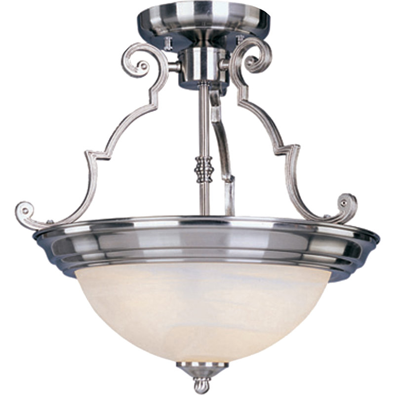 Luminaire suspendu unique à 2 lumières Carder, Nickel satiné, Marbre