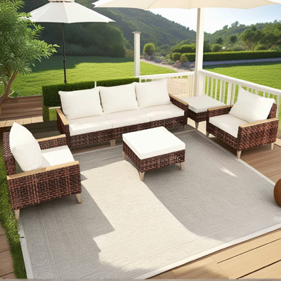 Ensemble de meubles de terrasse évasés à pieds hauts, 5 pièces, sièges, ensemble de canapé avec coussin, coussin épais de 4 pouces