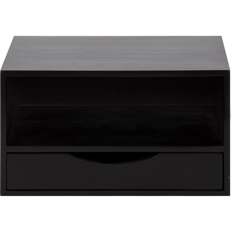 Modern Floating Shelf With Pull-Out Drawer And Storage Cubby, Minimalist Wall-Mounted End Table For Display And Organization, Durable Poplar Wood Construction