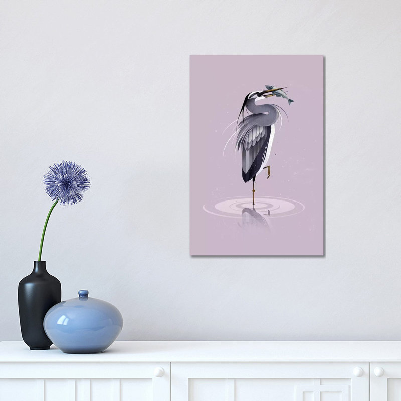 Grey Heron by Dieter Braun - Print on Canvas, 30.48 cm H x 45.72 cm W, Wrapped Canvas