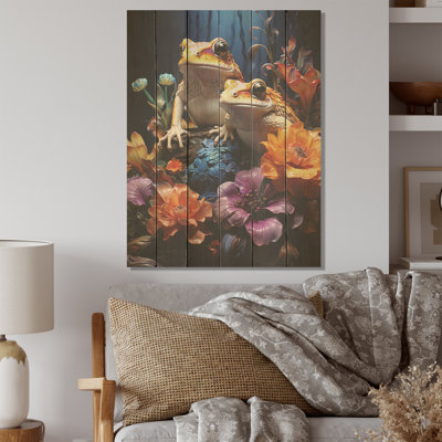 Fantasy Frog Kingdom I - Frogs & Toads Wood Wall Art On Natural Pine Wood
