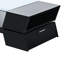 Table basse noire avec rangement géométrique et rangement en verre trempé de 6 mm