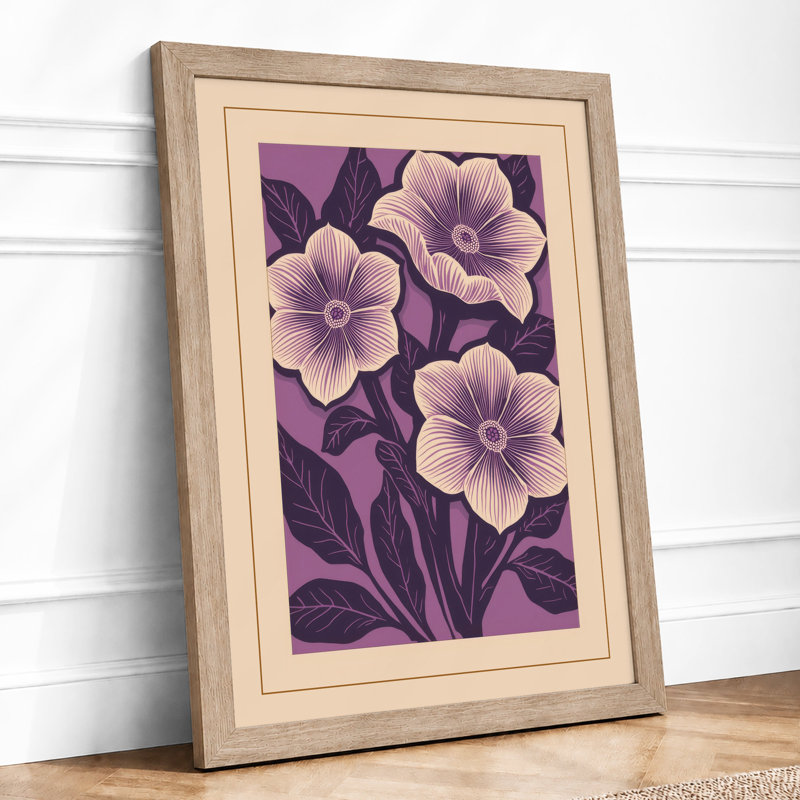 Lavender Cluster Botanical - Framed Print, A2 - 59.4 x 42.0 cm, Oak