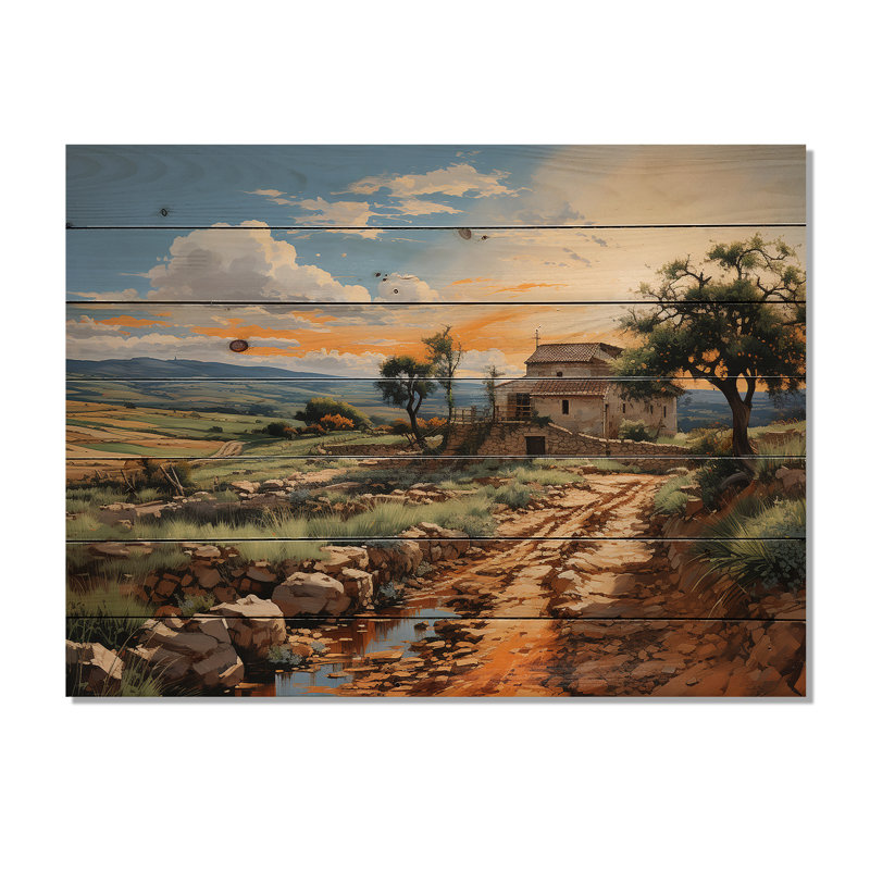 Italie, campagne sicilienne I sur impression sur bois, H 10 po x l 20 po x P 0,78 po