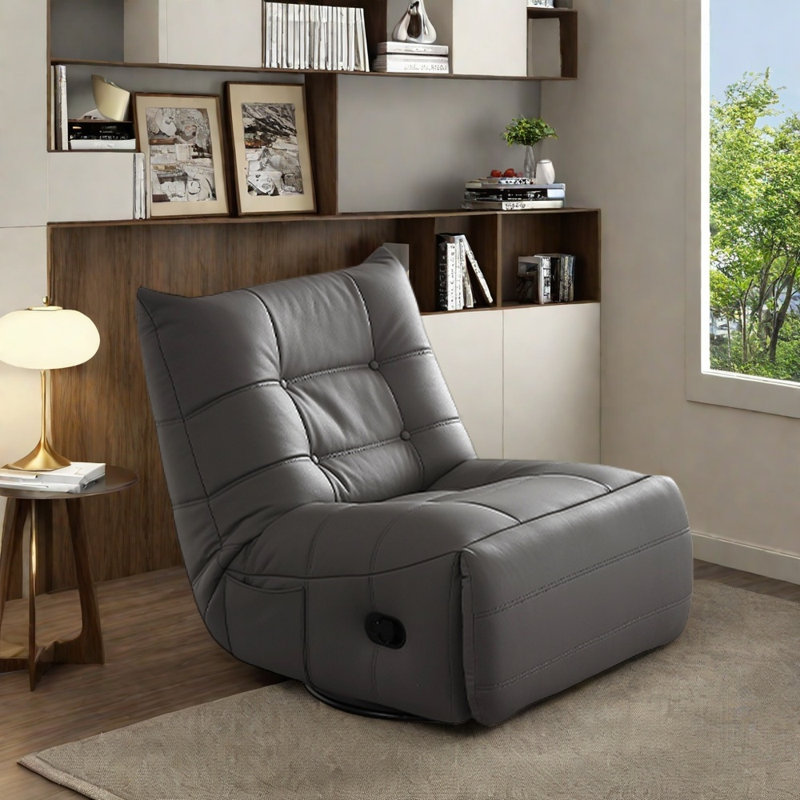 Modern comfortable wear-resistant rocking chair, Gray Faux Leather
