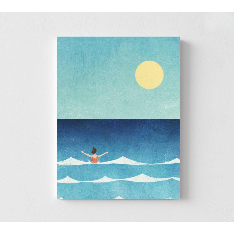 Sunlit Swimmer, reproduction d'art côtier minimaliste, Ne s’applique pas, H 16 po x l 12 po, Impression sans cadre