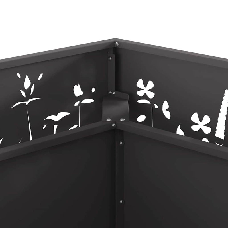 Modern Steel Fire Pit, Black, 30cm H x 80cm W x 80cm D