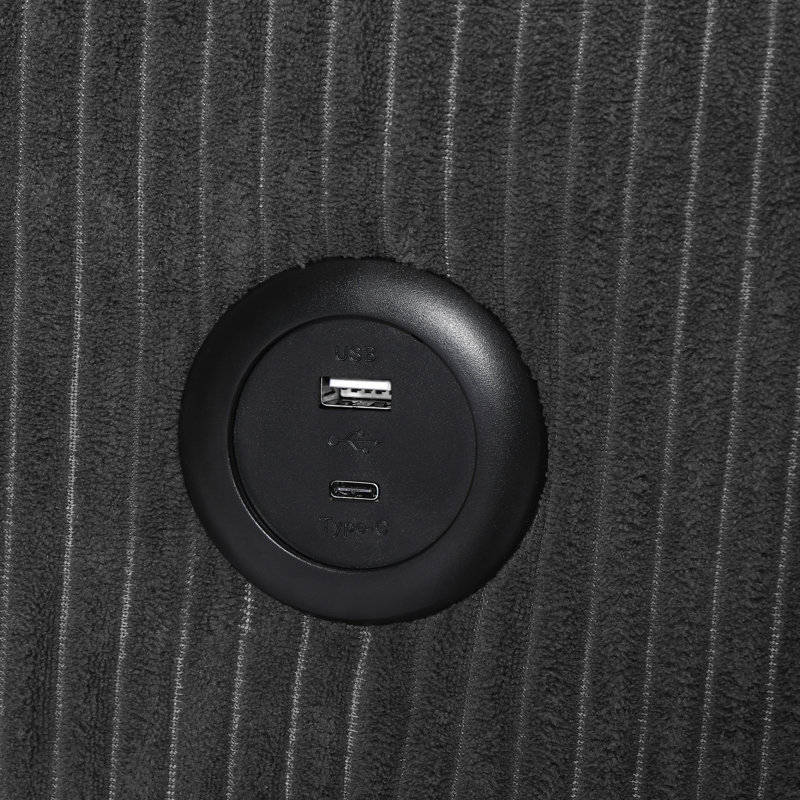 Canapé modulaire rembourré 4 pièces avec port USB 4 pièces, Polyester gris anthracite