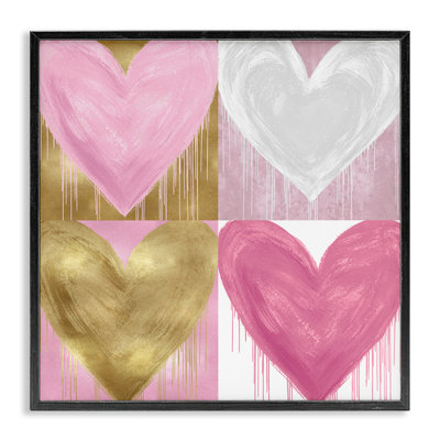 Pink & Gold Glam Hearts Giclee Art by Lindsay Rodgers