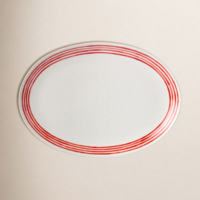 Dockside Red Oval Platter – 16 x 12 – Stylish Stoneware Serving Plate for Elegant Dinners & Gatherings. Ideal for presenting seafood, roast meats, appetizers, or baked goods.