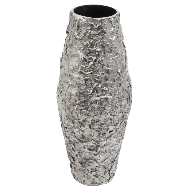 Beric Metal Table Vase, Silver, 40cm H x 16cm W x 16cm D