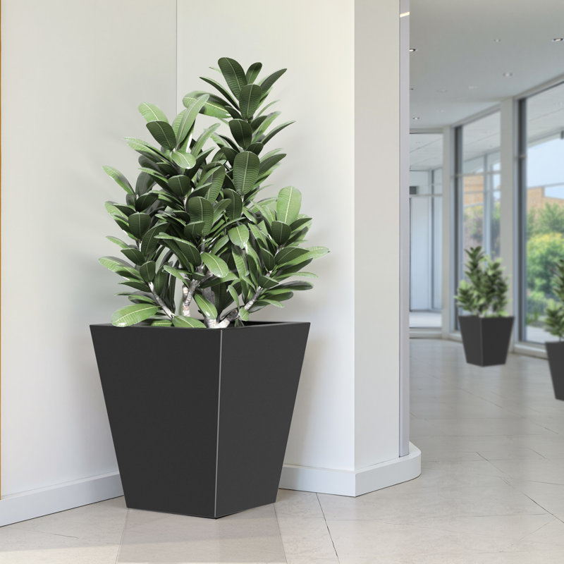 Outdoor/Indoor Metal Pot Planter Planter Box Raised Garden Bed Cachepots Nursery Pots for Front Porch Patio, Black, 1