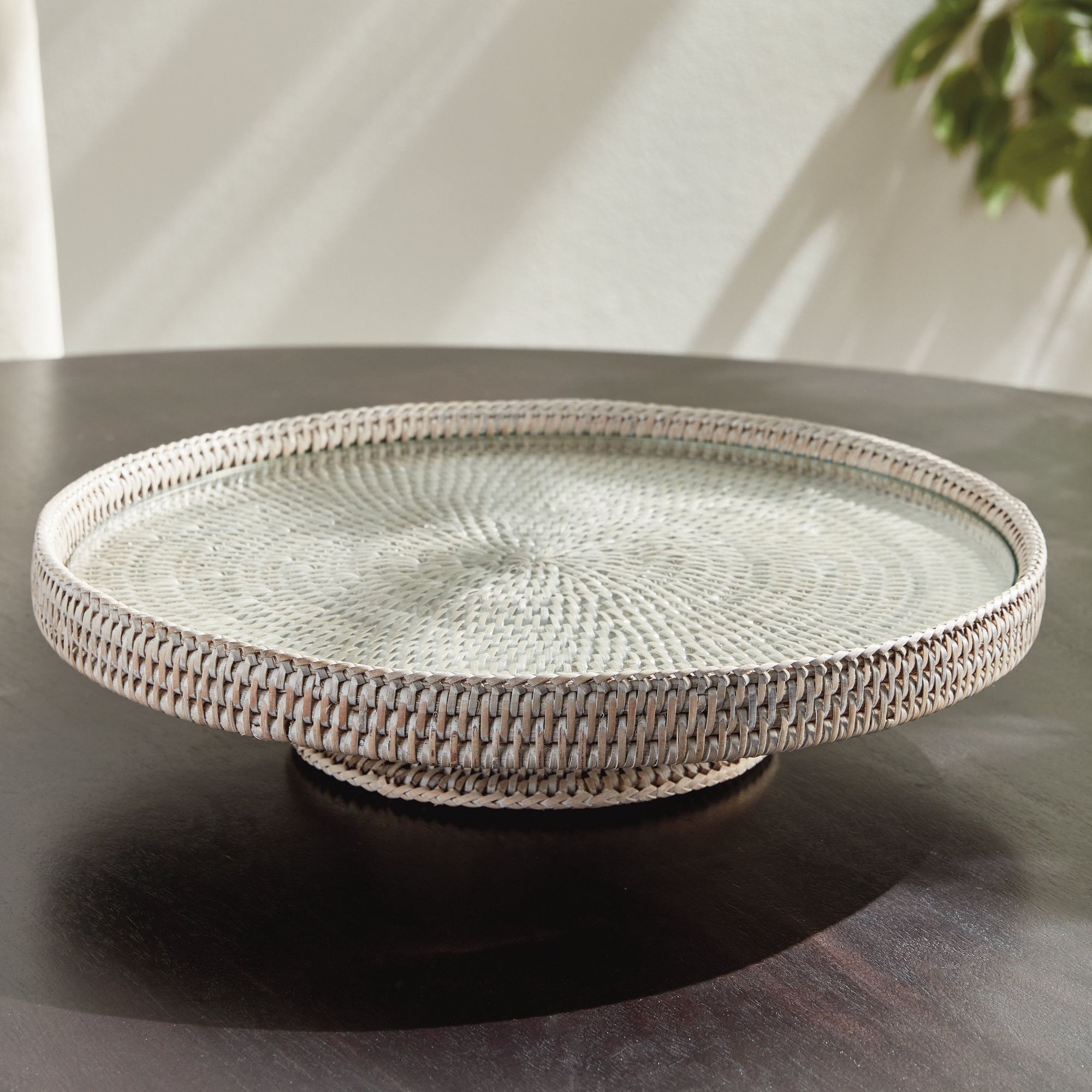 BURMA RATTAN SERVING STAND, White
