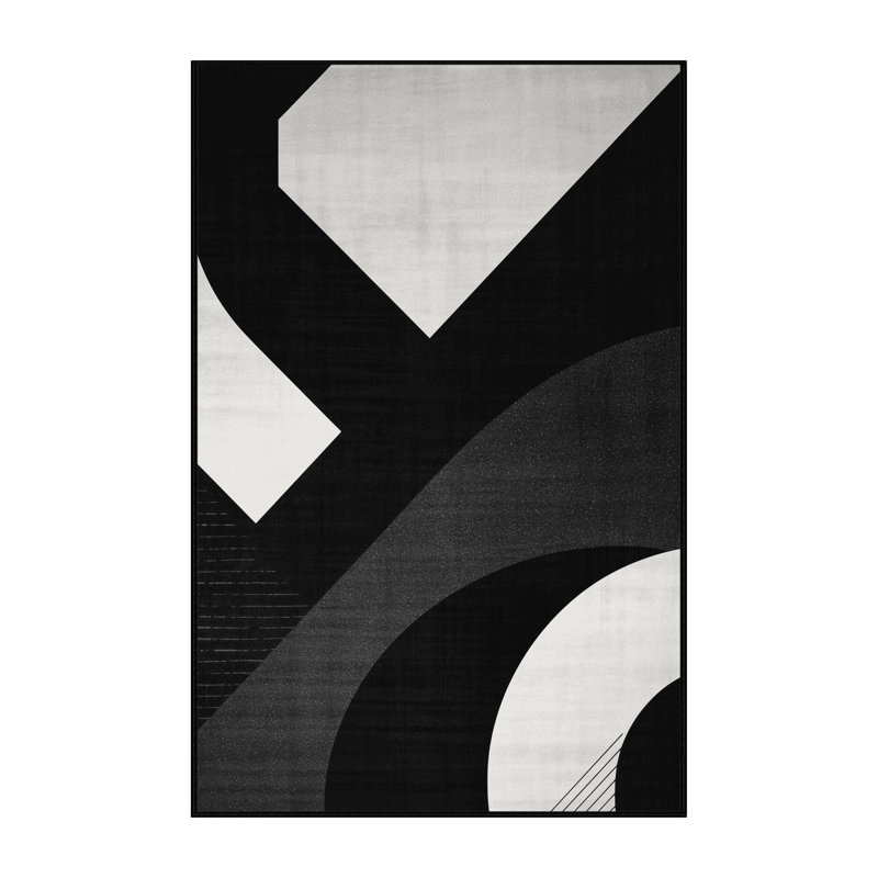 Tapis géométrique noir et moderne lavable à la machine Bensonhurst - Reliure noire, 5x8