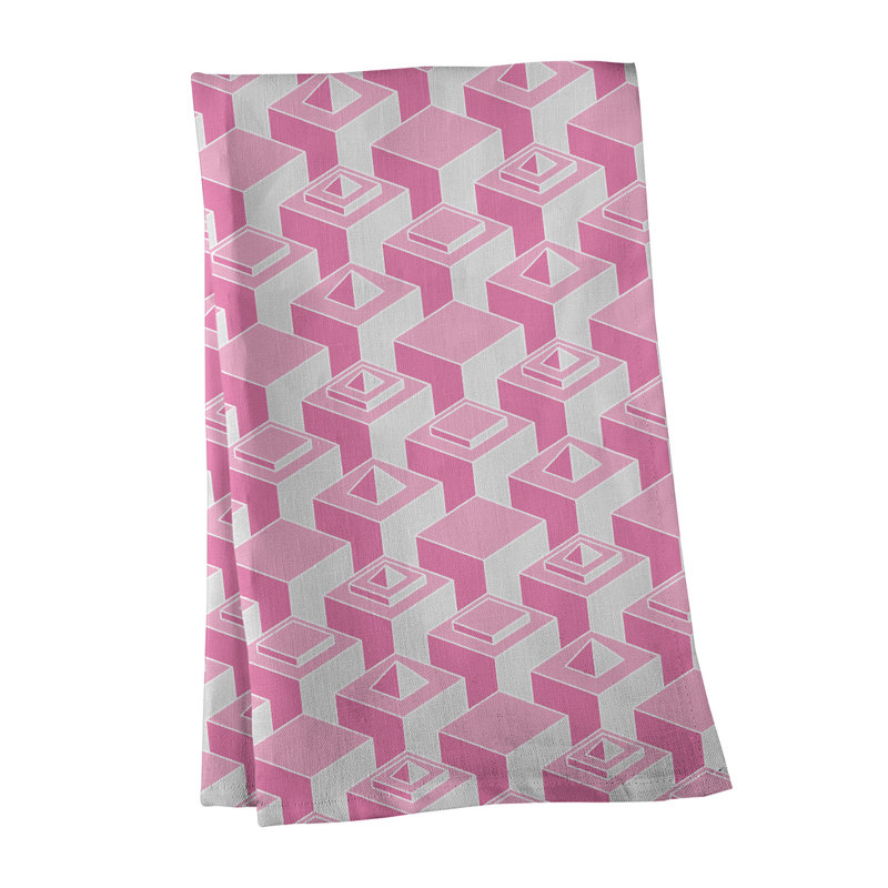 Serviette de thé skyscrapers Patricia Geoffrey, Rose / gris / blanc, Polyester sergé