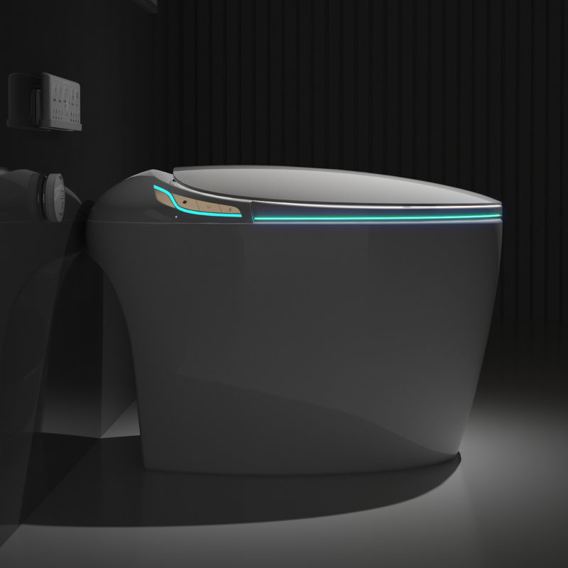 Smart Toilet With Bidet Function, Auto Open/Close Lid, Foot Sensor, Multiple Washing Modes, Warm Water, Bathroom Essential Integration, Powerful Flushing, Upgrade