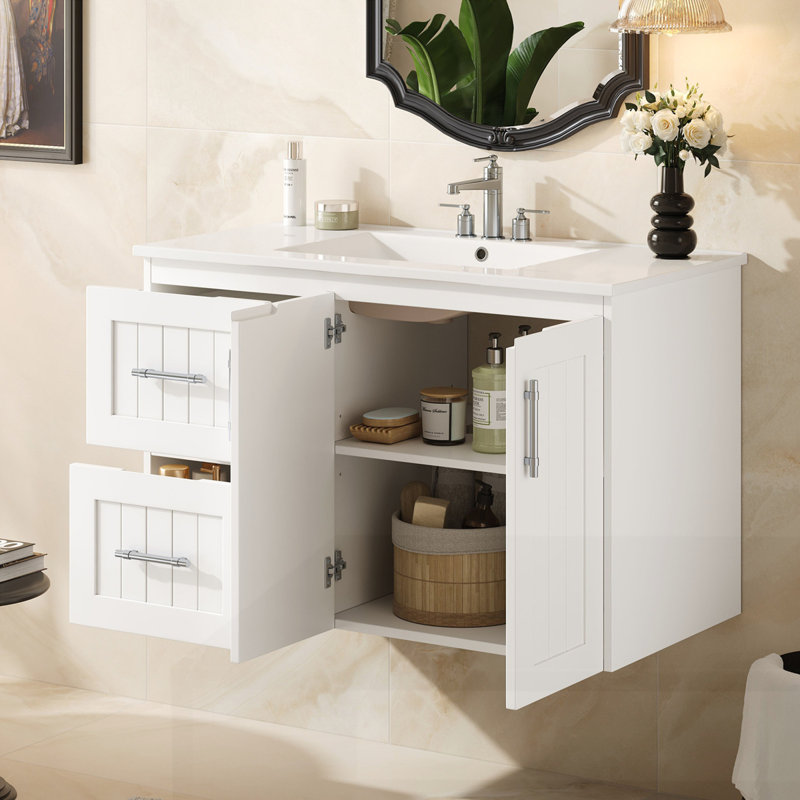 Meuble-lavabo mural 36 po, Blanc