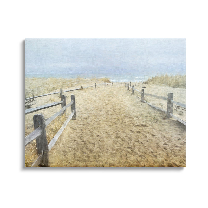 «Au-472-Canvas Sandy Footprints Beach Boardwalk on Canvas» par Graffi * Tee Studios, impression, H 16 po x l 20 po x P 1,5 po