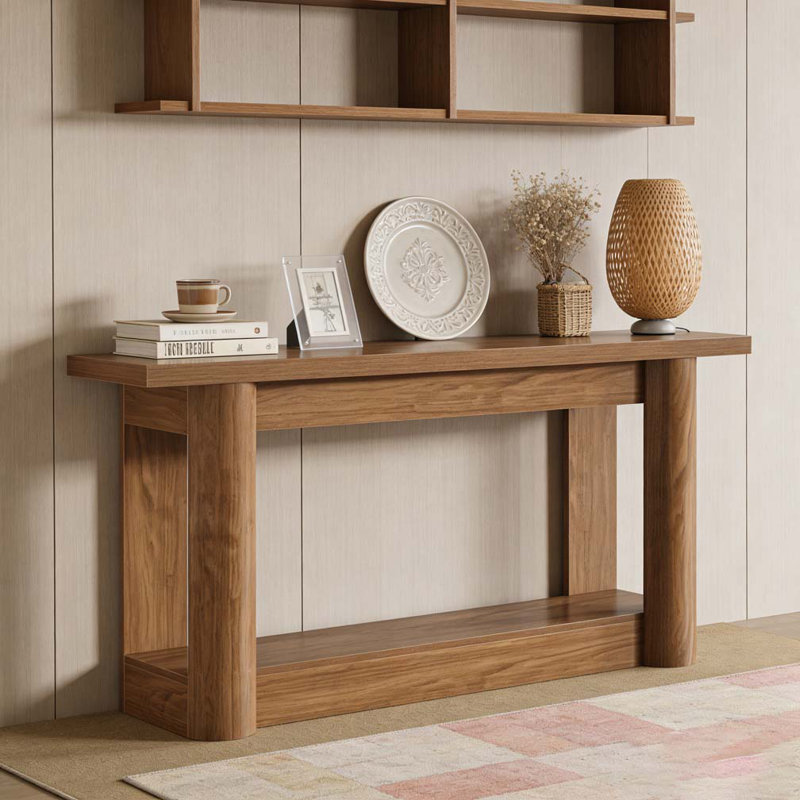 Table d'entrée, console à 2 niveaux, Brun