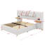Lit plateforme tapissier avec deux prises, ports de chargement USB, deux coussins de chevet et tablettes de rangement-432939903-432939897